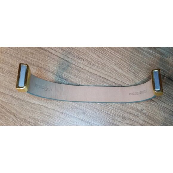 Rustic Cuff Leather Calf Hair Blue Magnet Bracelet Statement - Picture 3 of 3